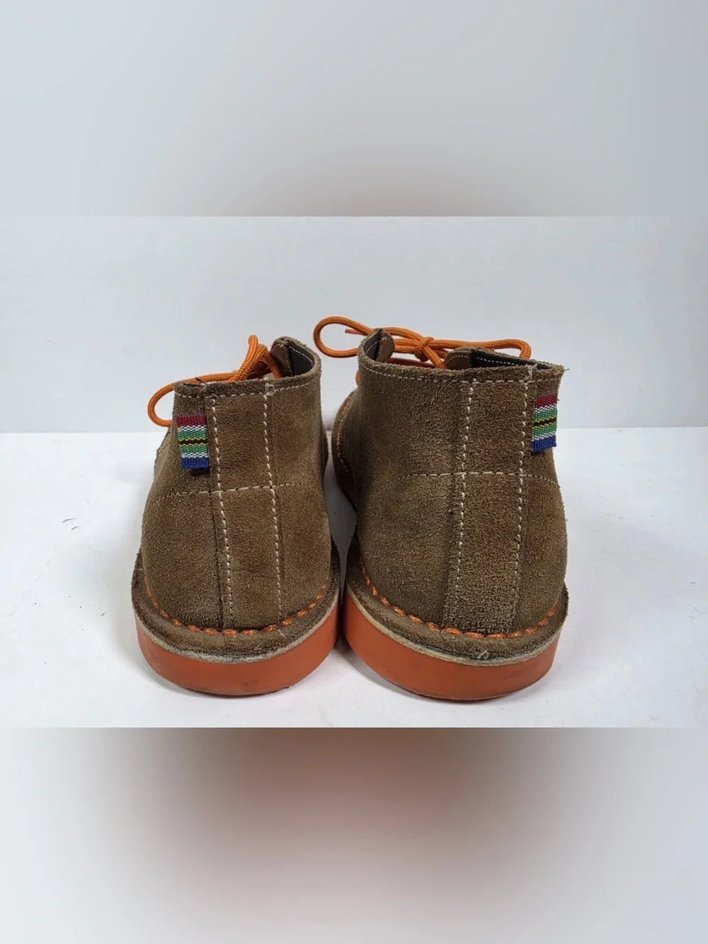 Veldskoen Mens Heritage Bloem Chukka Boots Brown Suede Orange Sole Size 9